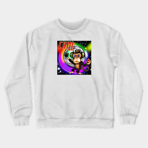 CHILL MONKEY DJ RAVE Crewneck Sweatshirt by EmoteYourself